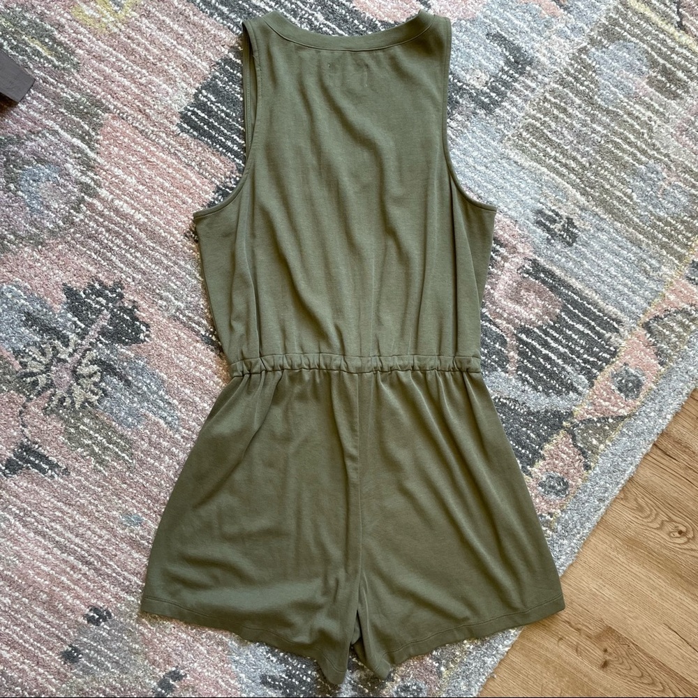Madewell Olive Green Sleeveless Drawstring Romper - Picture 3 of 4